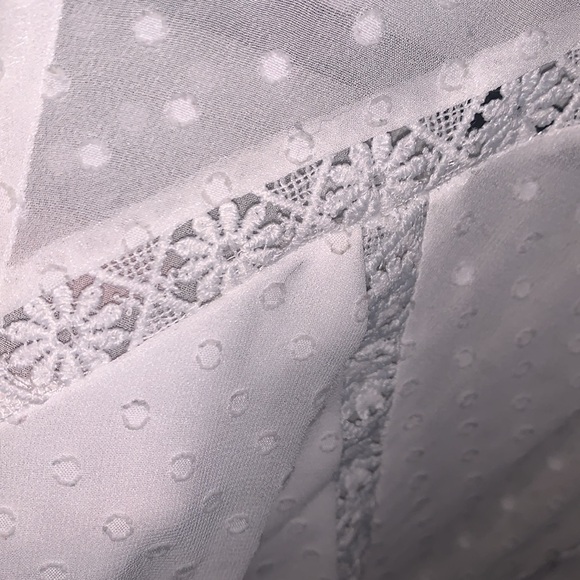 Lulus Fairytale Romance Swiss Dot Sheer Cut Out Tie Back Mini Dress White Medium - Picture 9 of 11